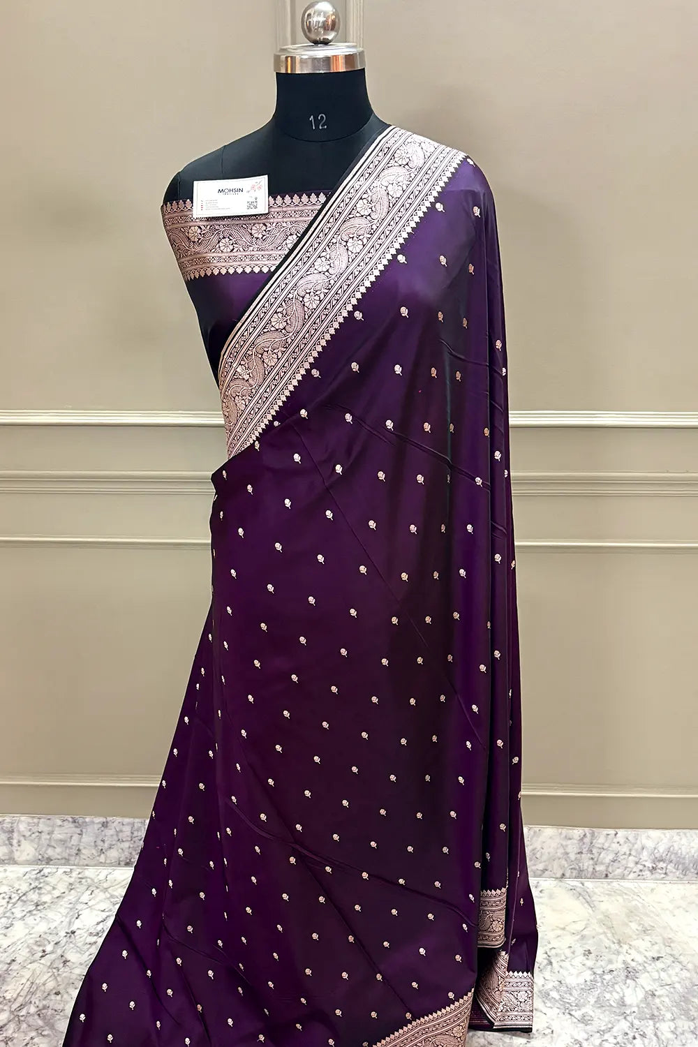 Purple Zari Katan Silk Banarasi Saree