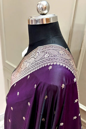 Purple Zari Katan Silk Banarasi Saree
