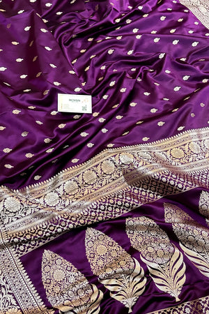 Purple Zari Katan Silk Banarasi Saree