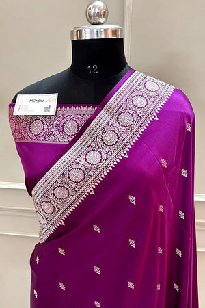 Purple Zari Katan Silk Banarasi Saree