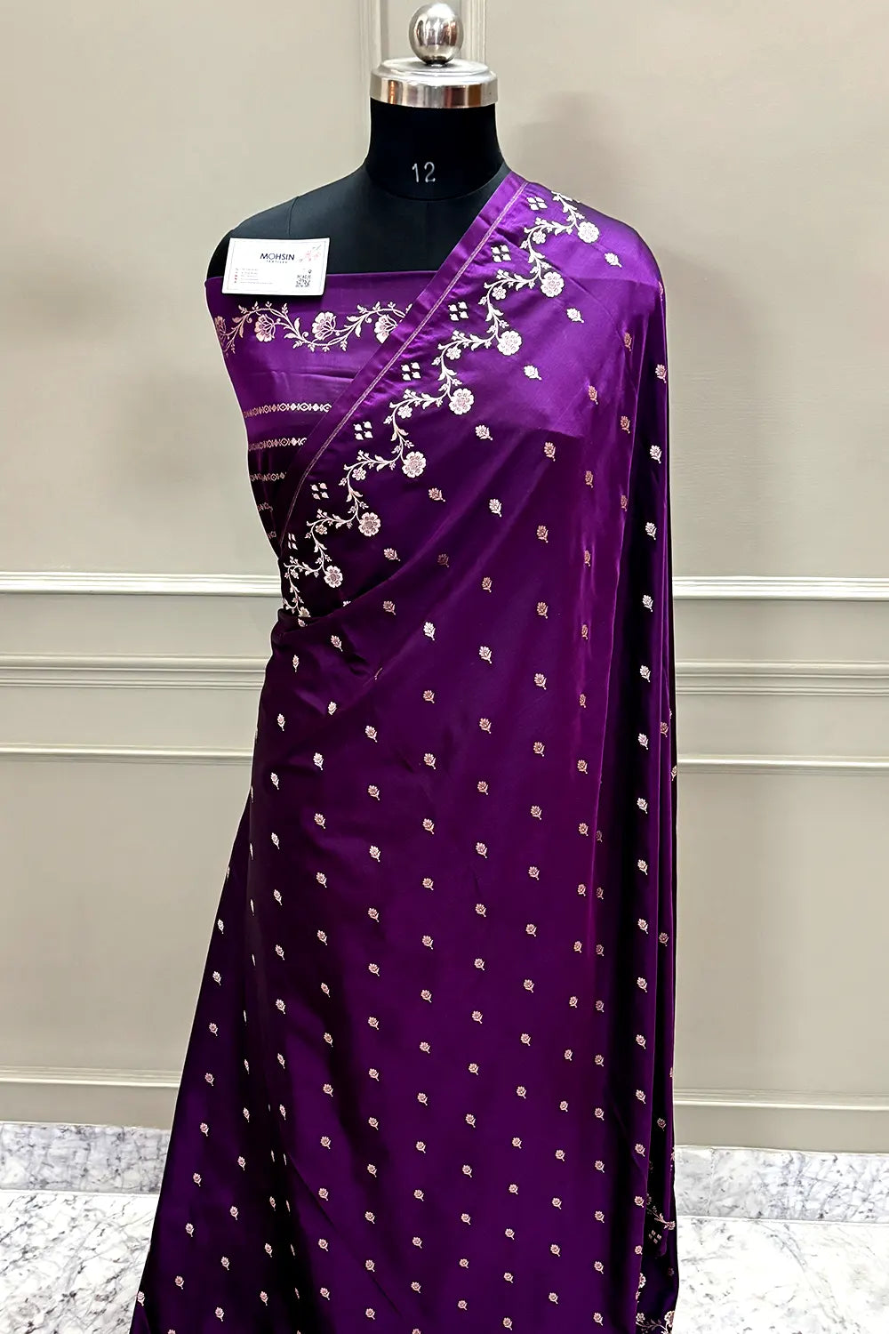 Purple Zari Katan Mashru Silk Banarasi Saree