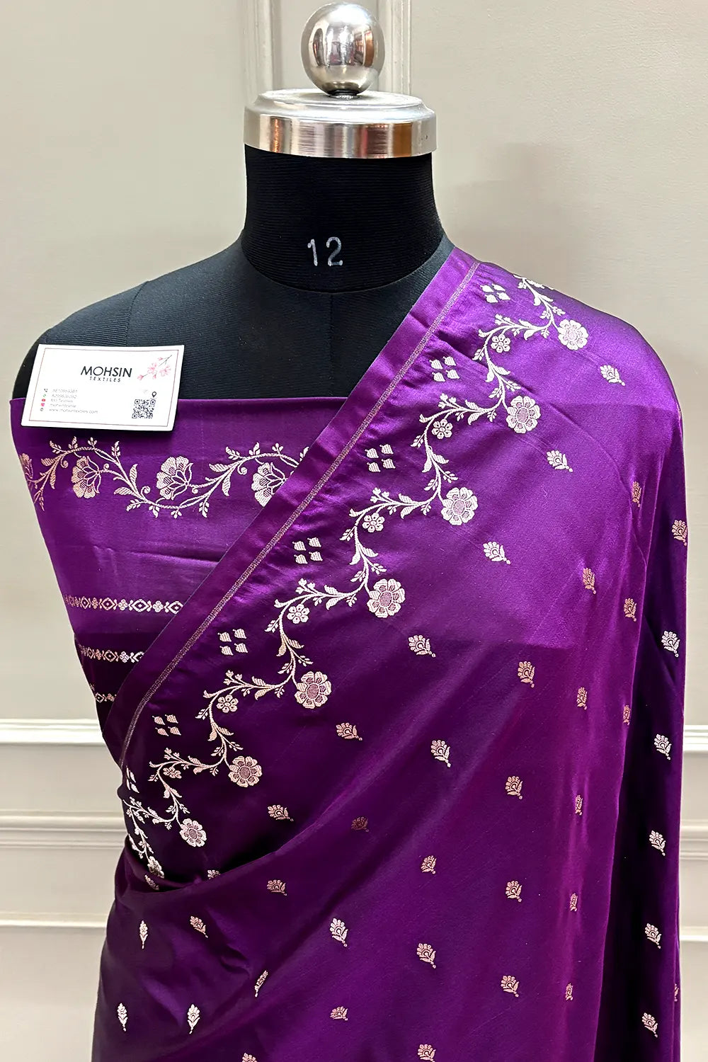 Purple Zari Katan Mashru Silk Banarasi Saree