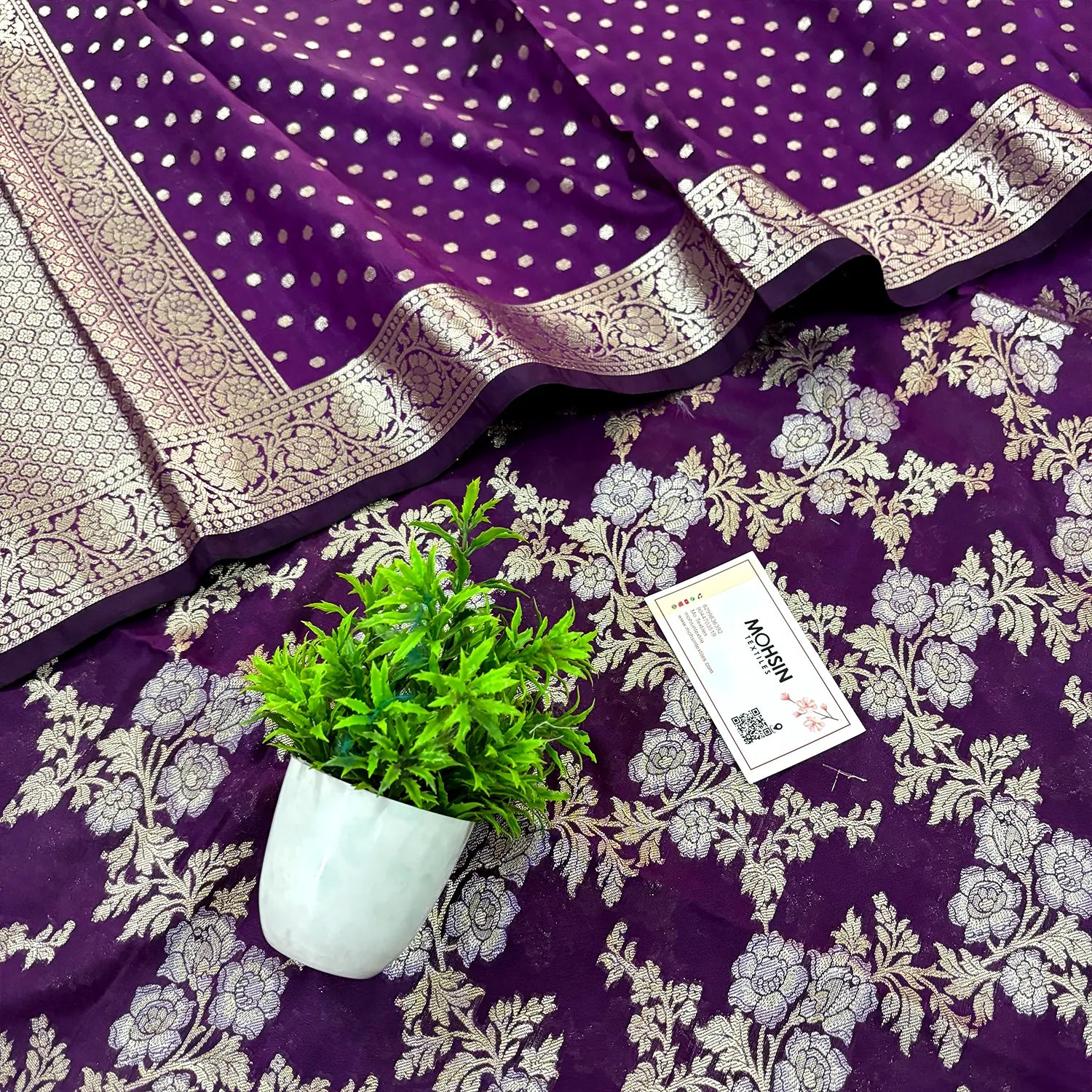 Purple Zari Katan Silk Banarasi Suit