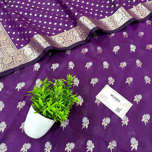 Purple Zari Katan Silk Banarasi Suit