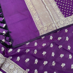 Purple Zari Katan Silk Banarasi Suit