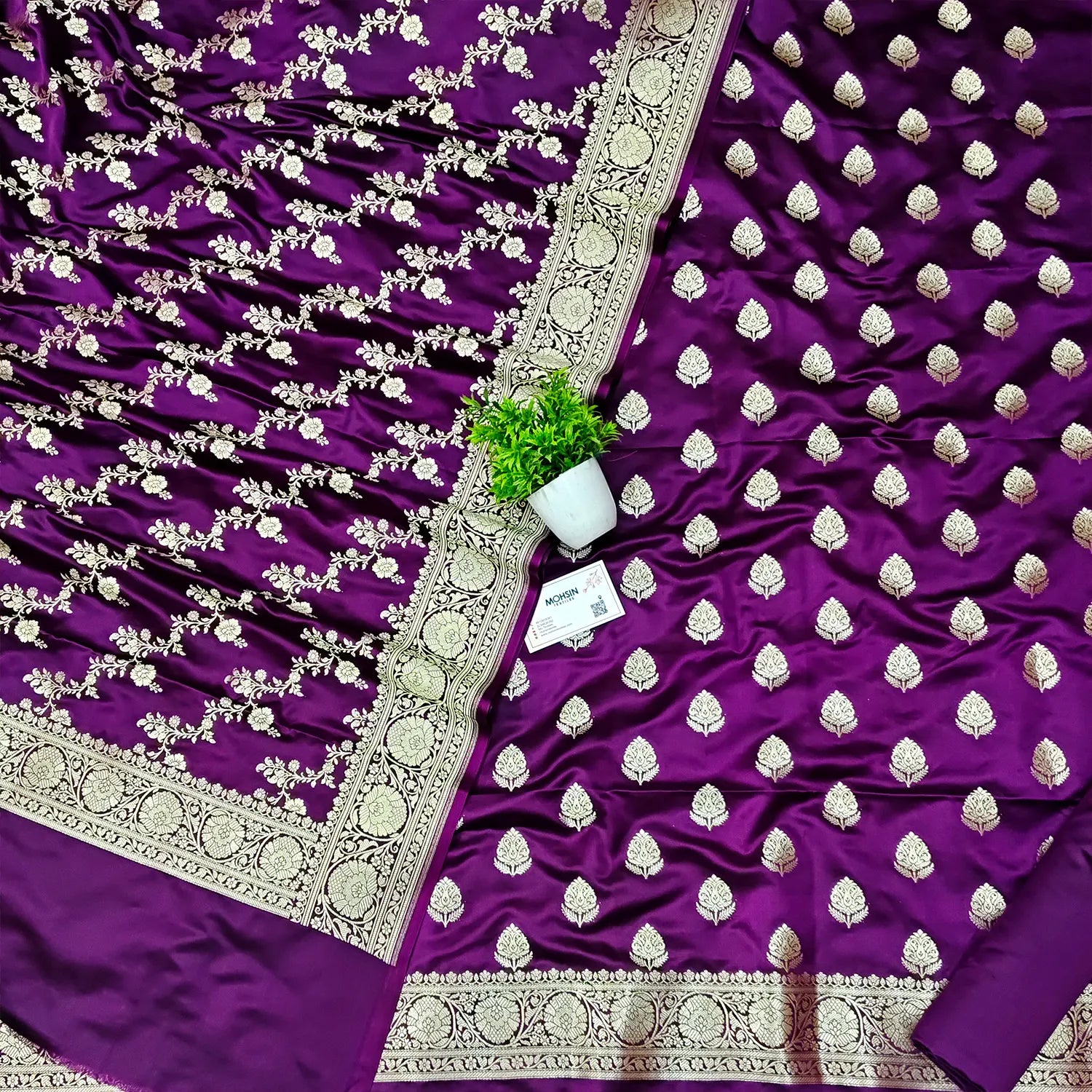 Purple Zari Katan Silk Banarasi Suit
