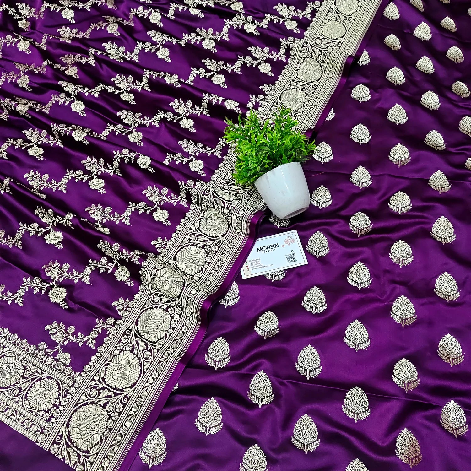 Purple Zari Katan Silk Banarasi Suit
