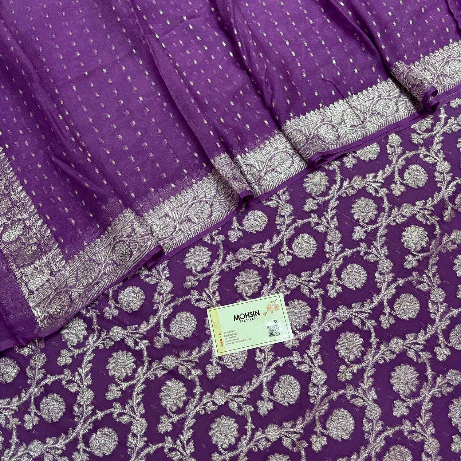 Purple Zari Pure Georgette Silk Banarasi Suit