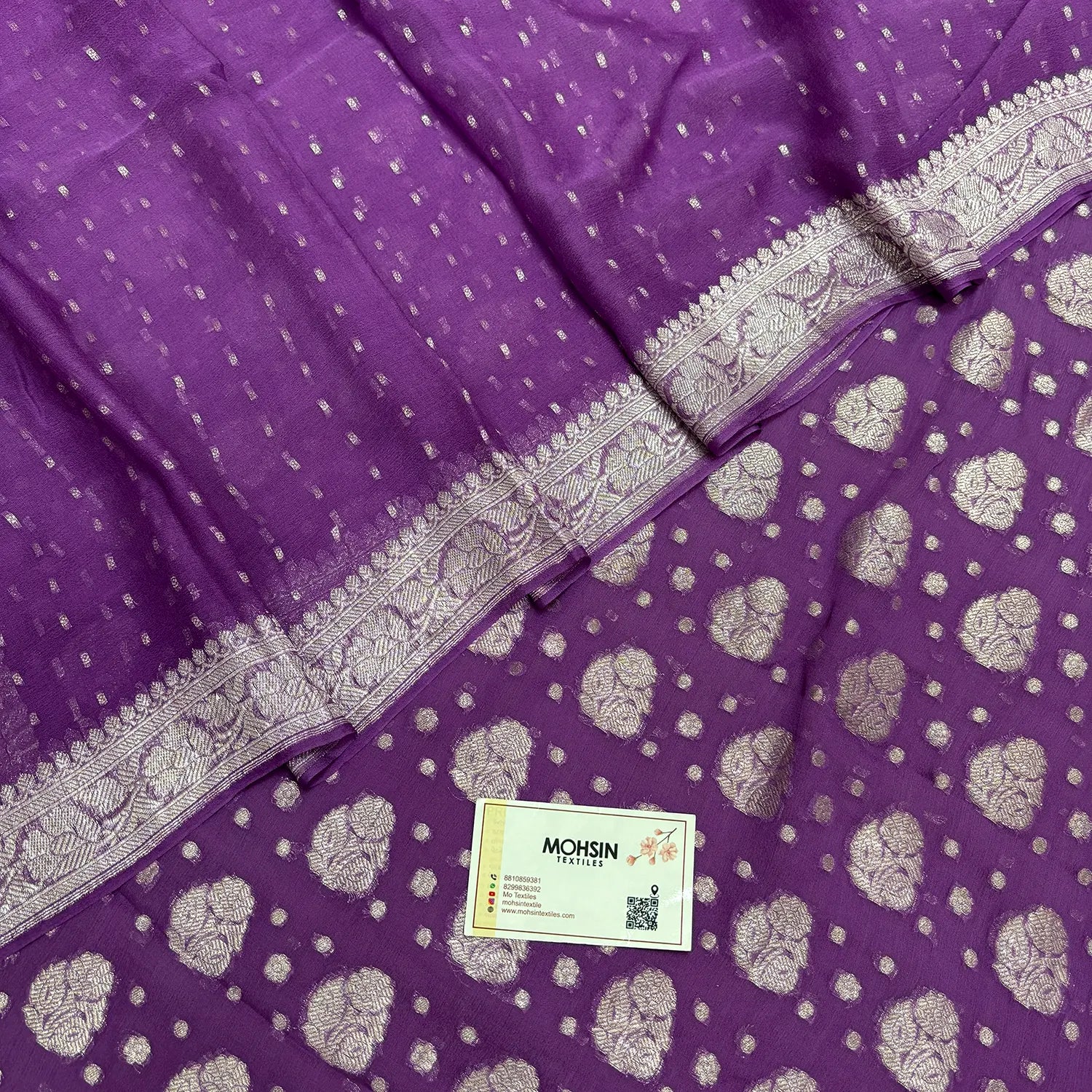 Purple Zari Pure Georgette Silk Banarasi Suit