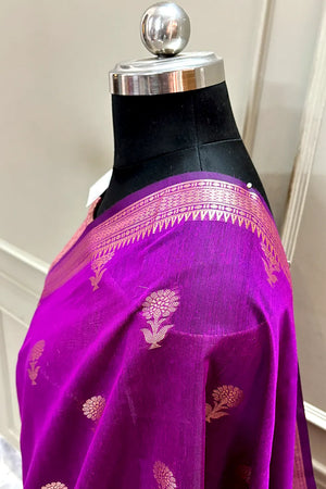 Purple Zari Resham Banarasi Silk Saree