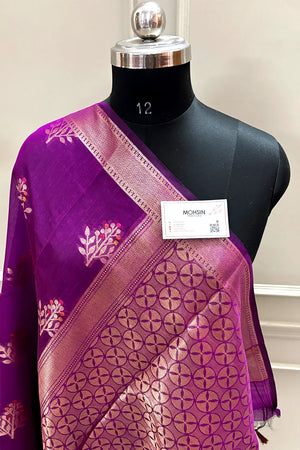 Purple Zari Resham Banarasi Silk Saree