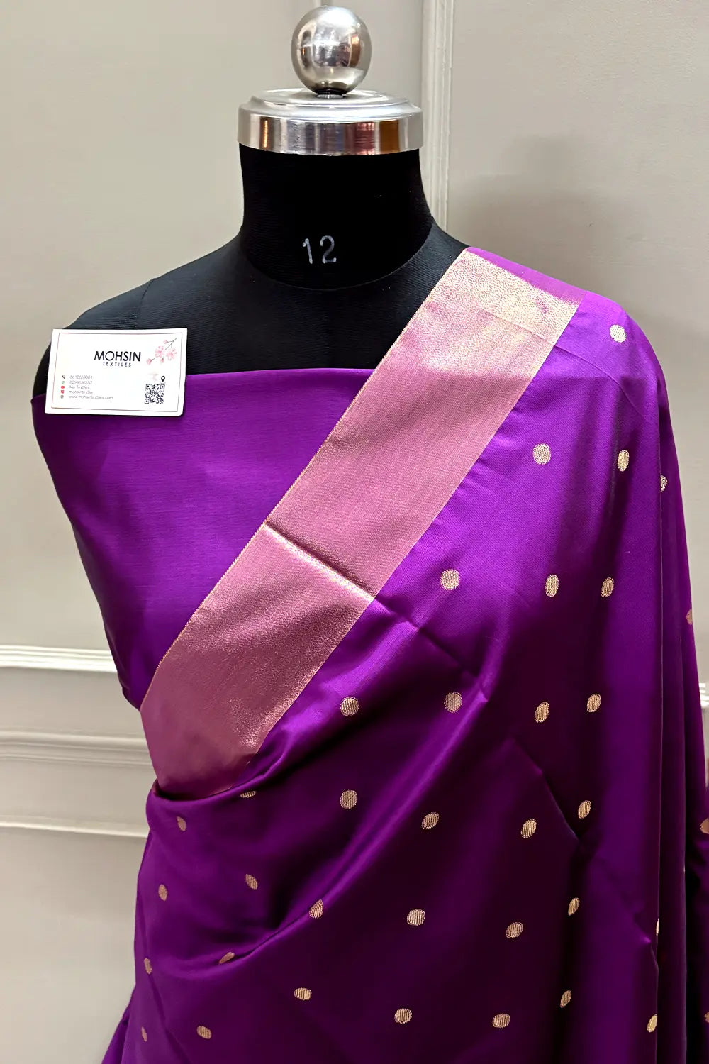 Purple Zari Semi Katan Silk Banarasi Saree