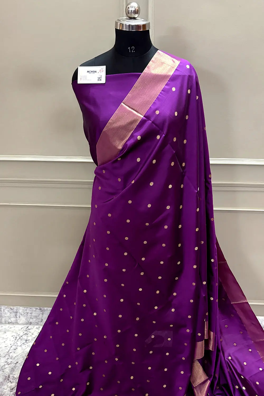 Purple Zari Semi Katan Silk Banarasi Saree