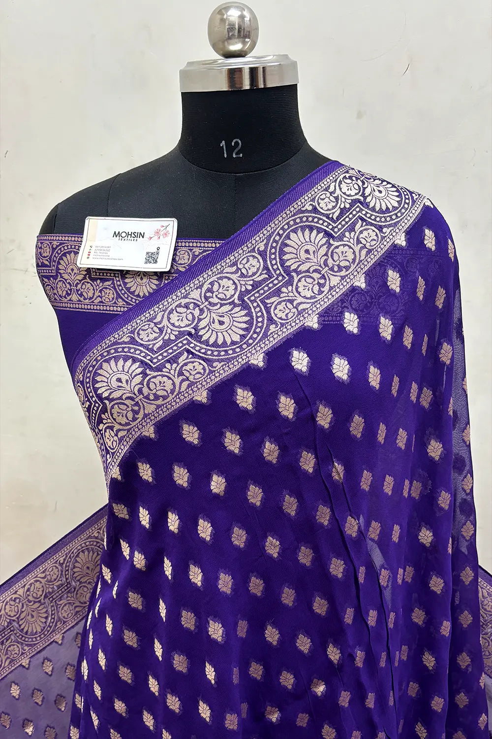 Purple Zari Viscose Georgette Silk Banarasi Saree