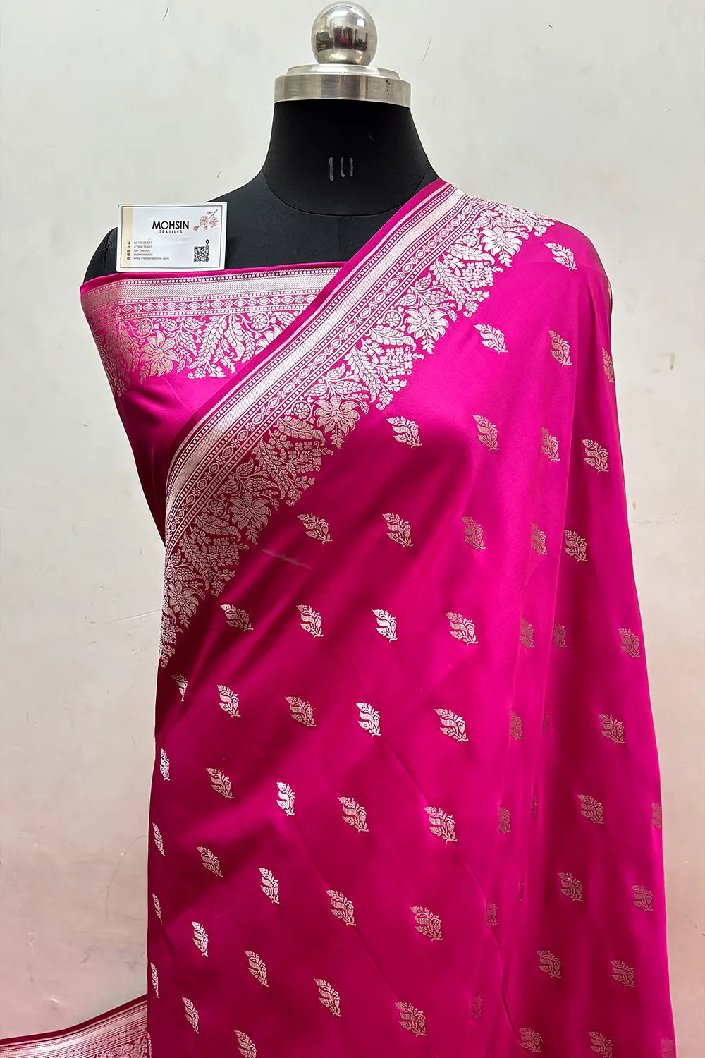 Rani Pink Aatari Buti Katan Silk Banarasi Saree