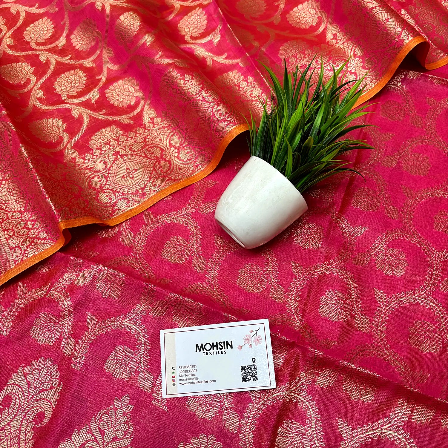 Rani Pink Kalgha Jaal Banarasi Silk Suit