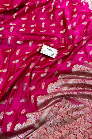 Rani Pink Kanak Buti Katan Silk Banarasi Saree