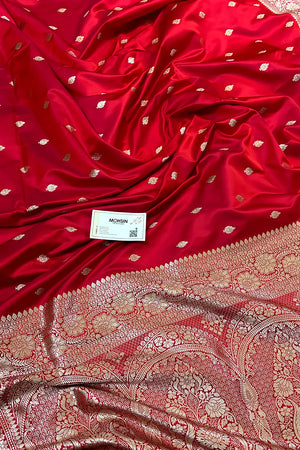 Rani Pink Mario Patti Katan Mashru Silk Banarasi Saree