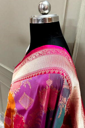 Rani Pink Rangkaat Handloom Pure Katan Silk Banarasi Saree