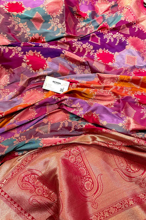 Rani Pink Rangkaat Handloom Pure Katan Silk Banarasi Saree