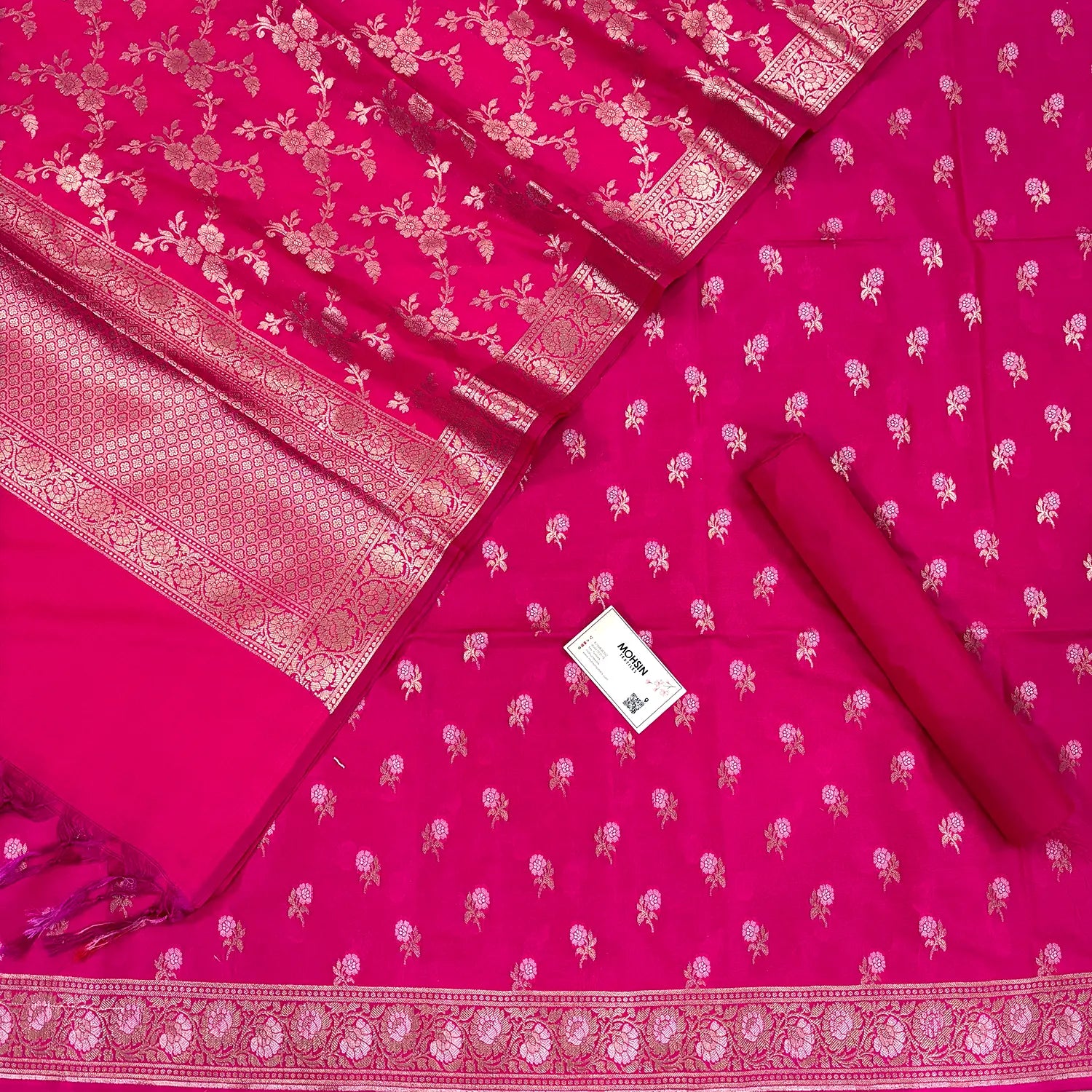 Rani Pink Zari Katan Silk Banarasi Suit