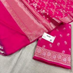 Rani Pink Zari Katan Silk Banarasi Suit