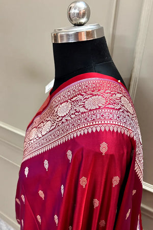 Rani Red Zari Katan Silk Banarasi Saree