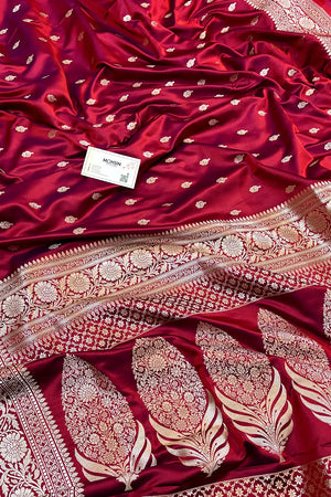 Rani Red Zari Katan Silk Banarasi Saree