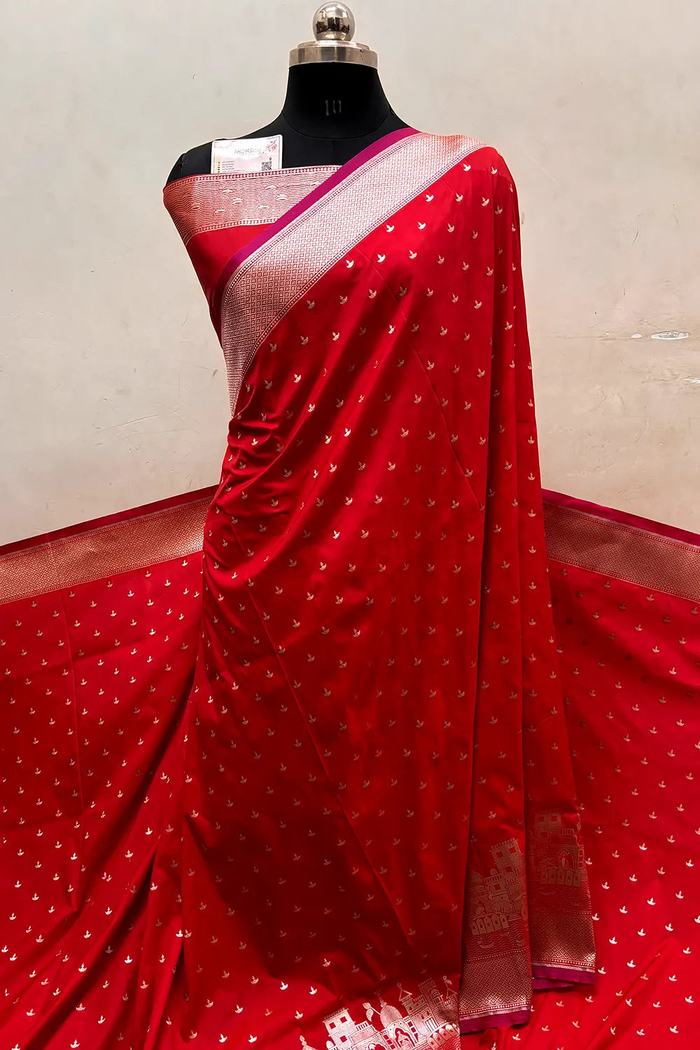 Red Diwali Ghat Katan Silk Banarasi Saree