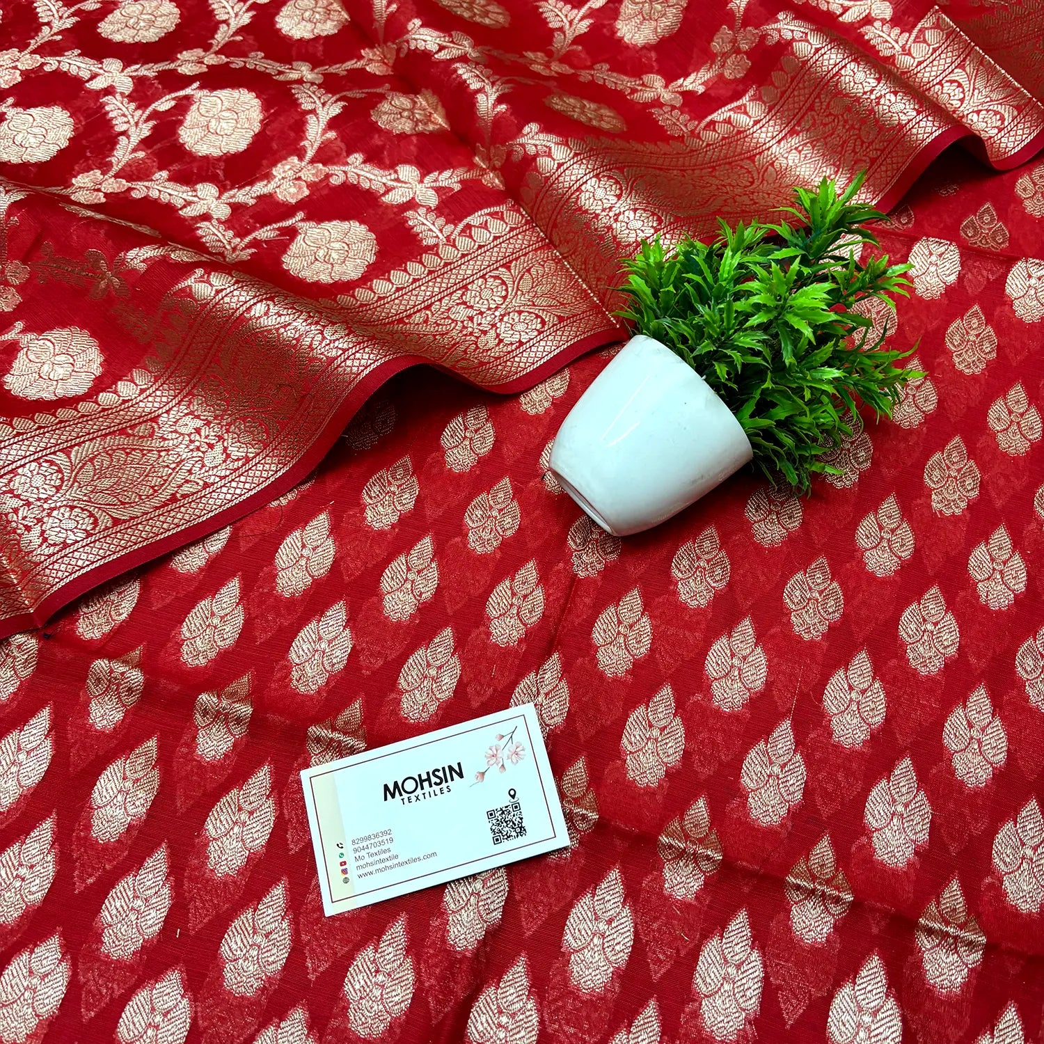 Red Dracula Buta Banarasi Silk Suit
