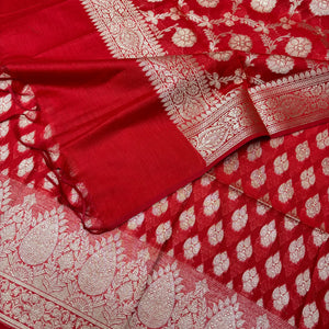 Red Dracula Buta Banarasi Silk Suit