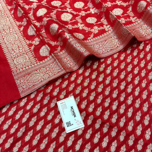 Red Dracula Buti Banarasi Silk Suit