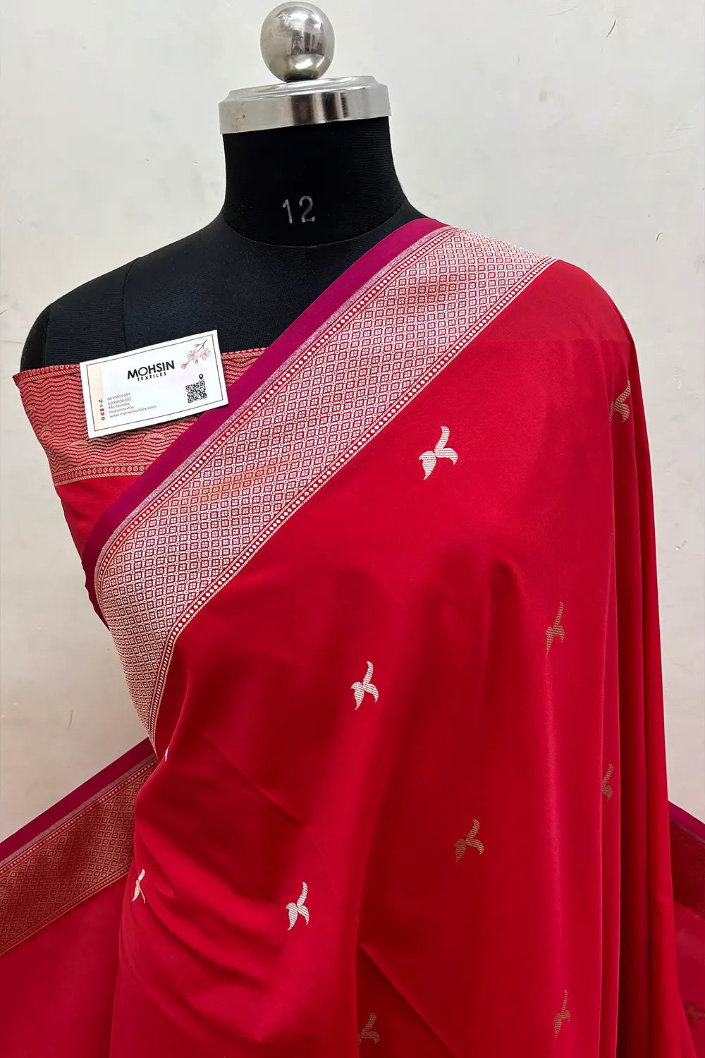 Red Ghat Katan Silk Banarasi Saree