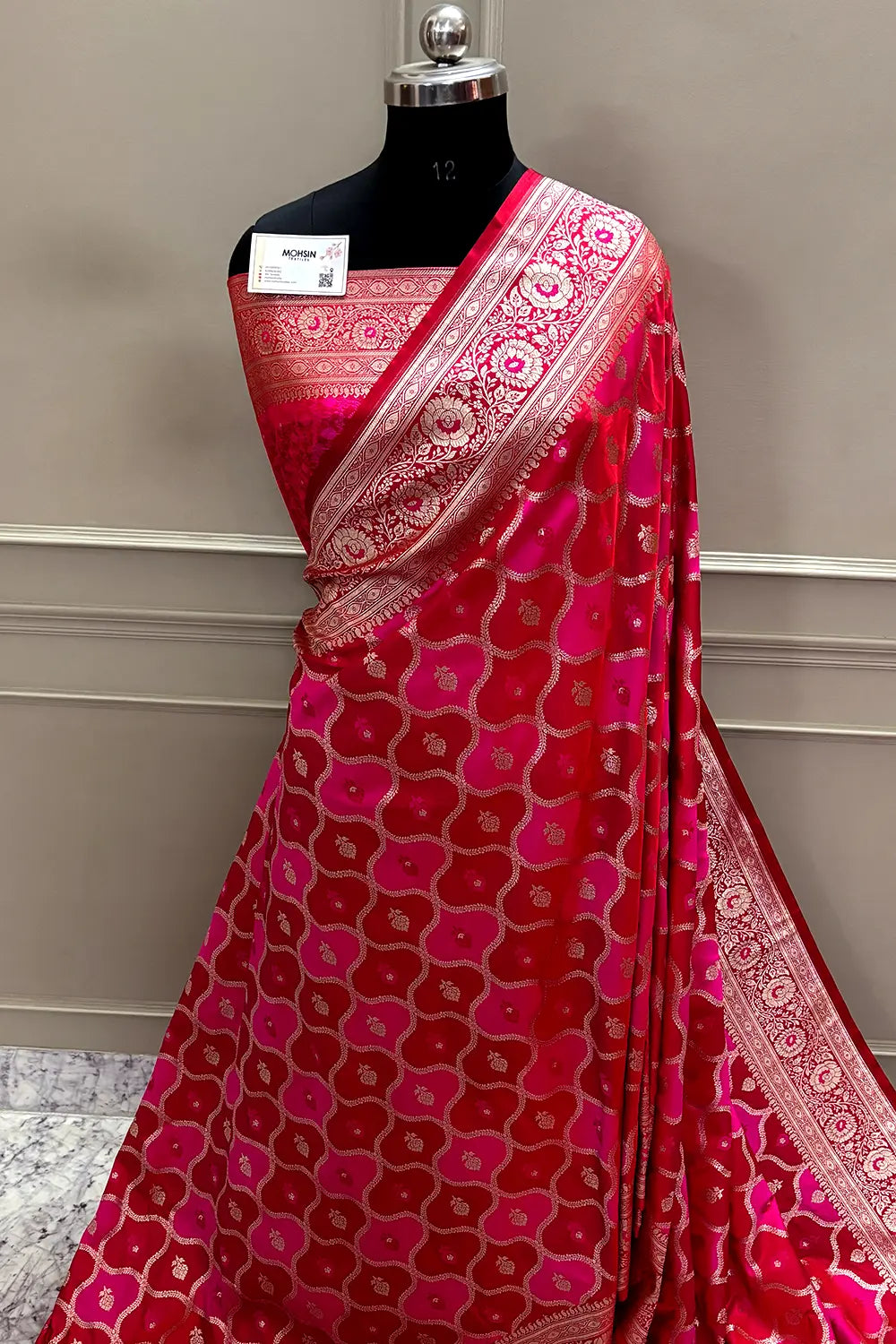 Red Ghulam Buti Katan Silk Banarasi Saree