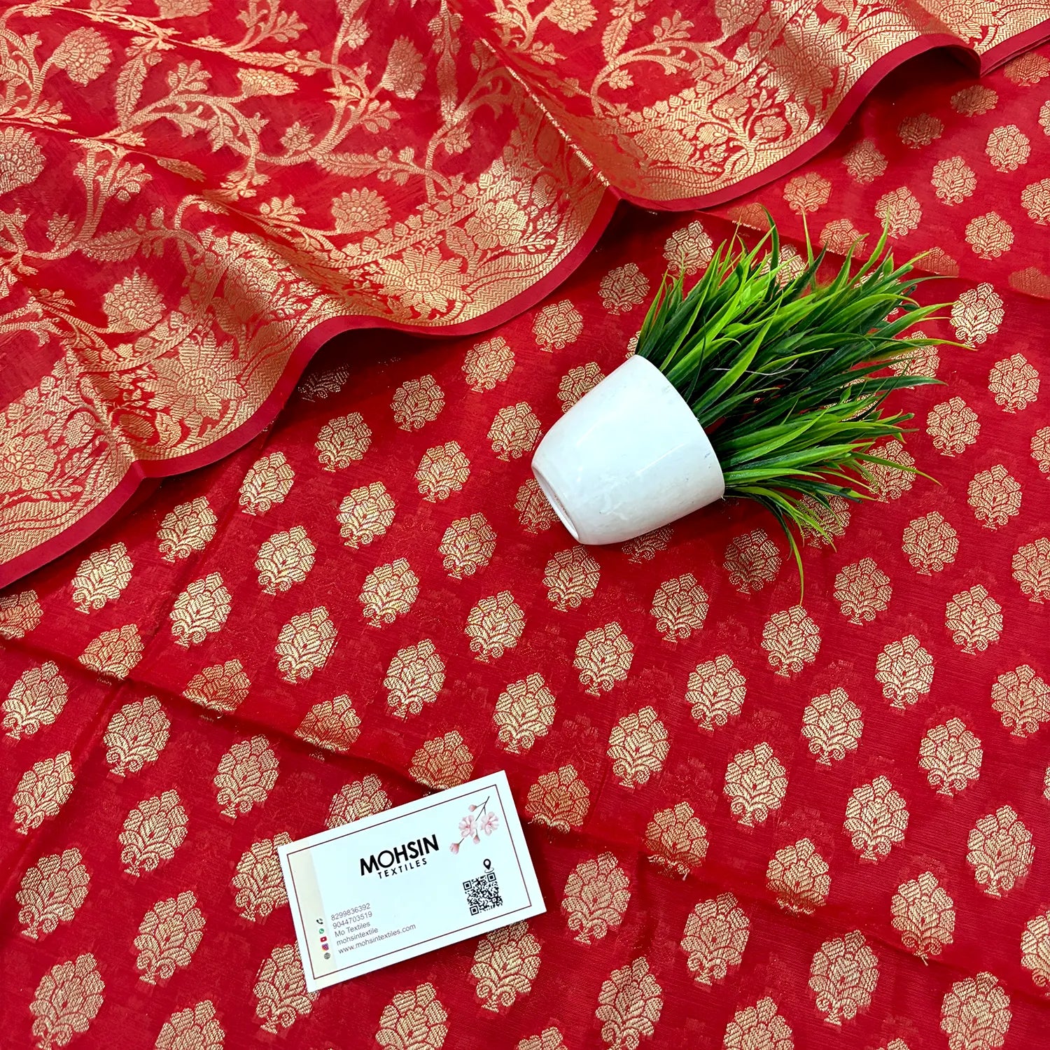 Red Golden Zari Banarasi Silk Suit