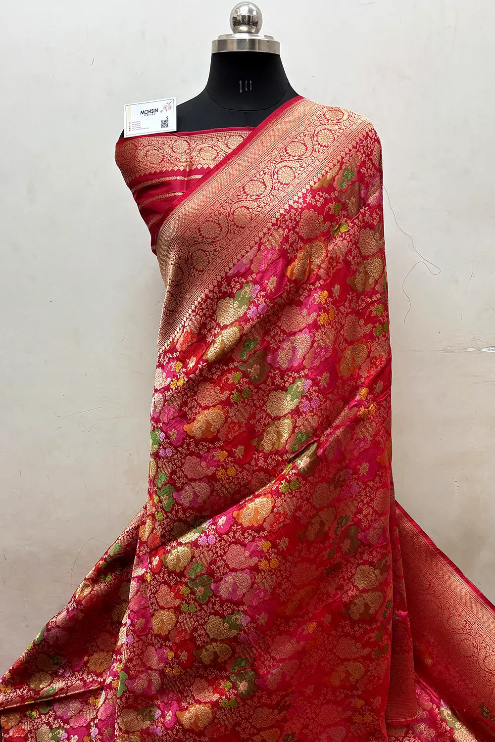 Red Handloom Pure Katan Silk Banarasi Saree