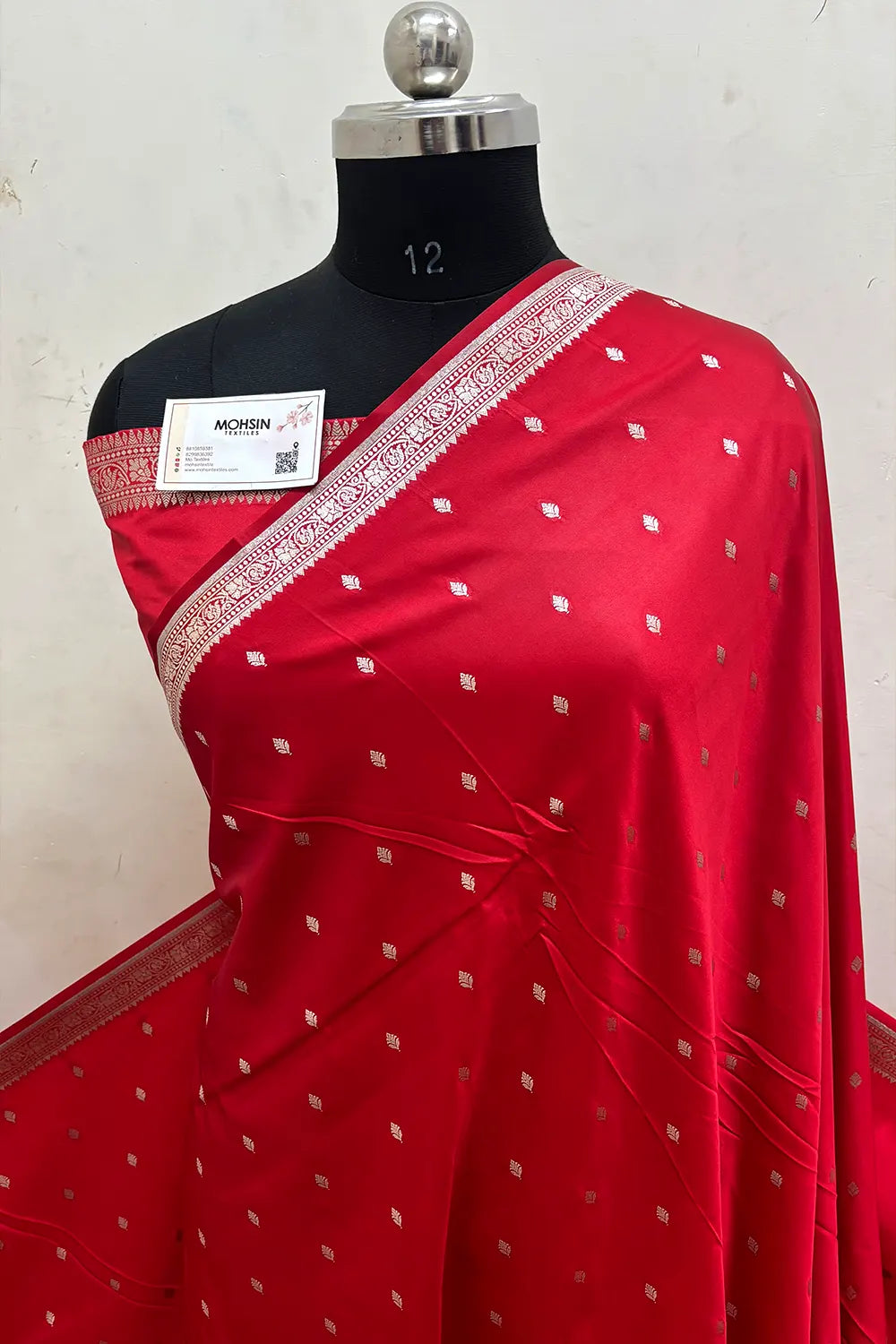 Red Zari Katan Mashru Silk Banarasi Saree