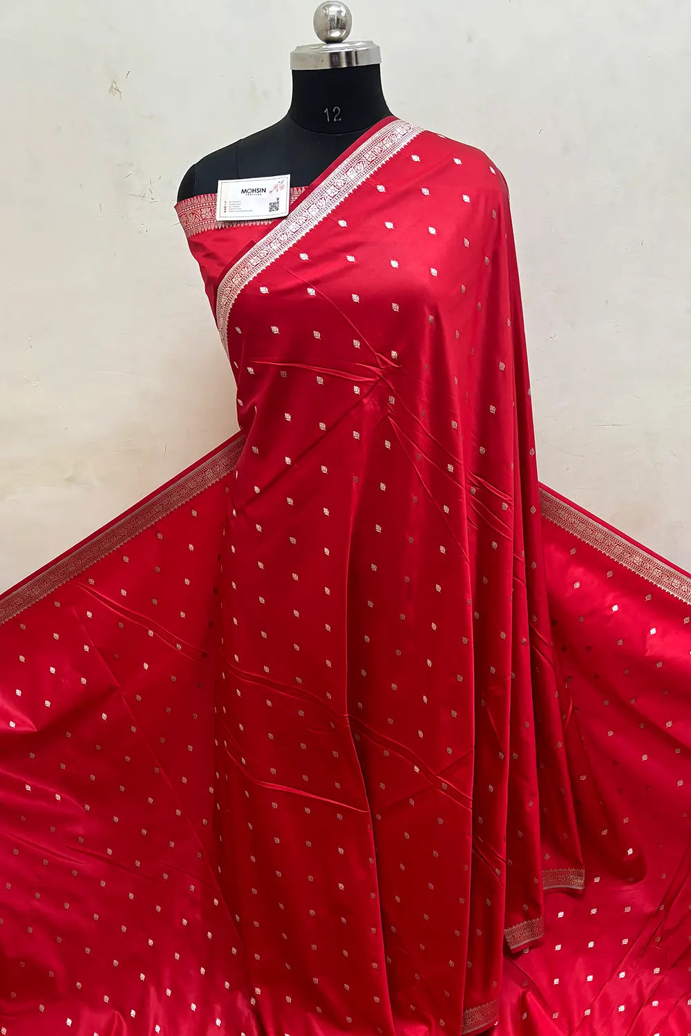Red Zari Katan Mashru Silk Banarasi Saree