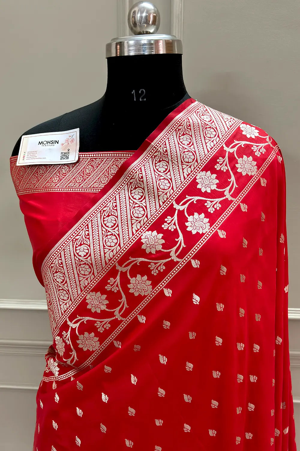 Red Mahinki Buti Katan Silk Banarasi Saree