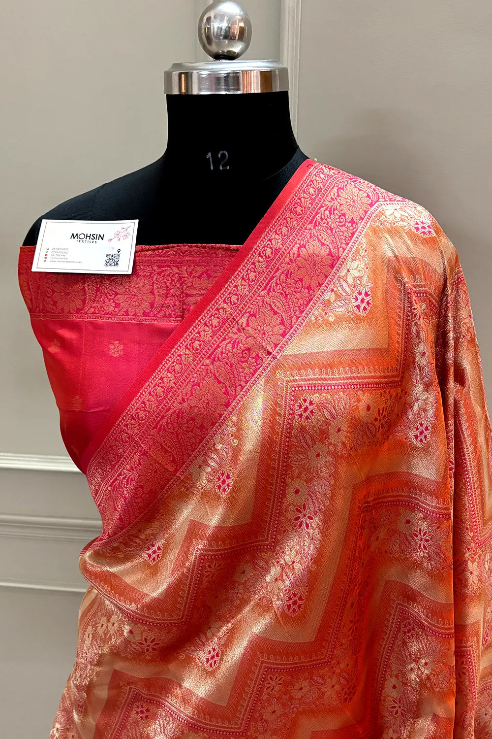 Red Pashmina Tissue Silk Banarasi Saree