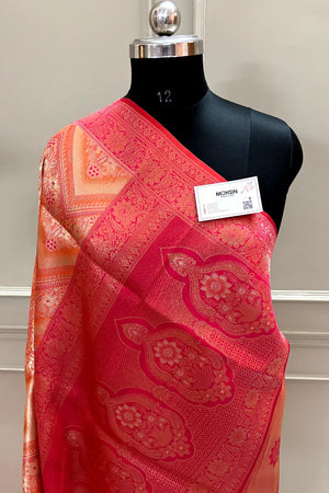 Red Pashmina Tissue Silk Banarasi Saree