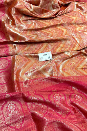 Red Pashmina Tissue Silk Banarasi Saree