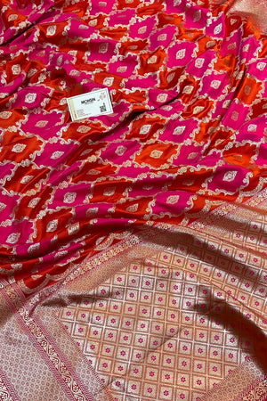 Red Rangkaat Zari Katan Silk Banarasi Saree