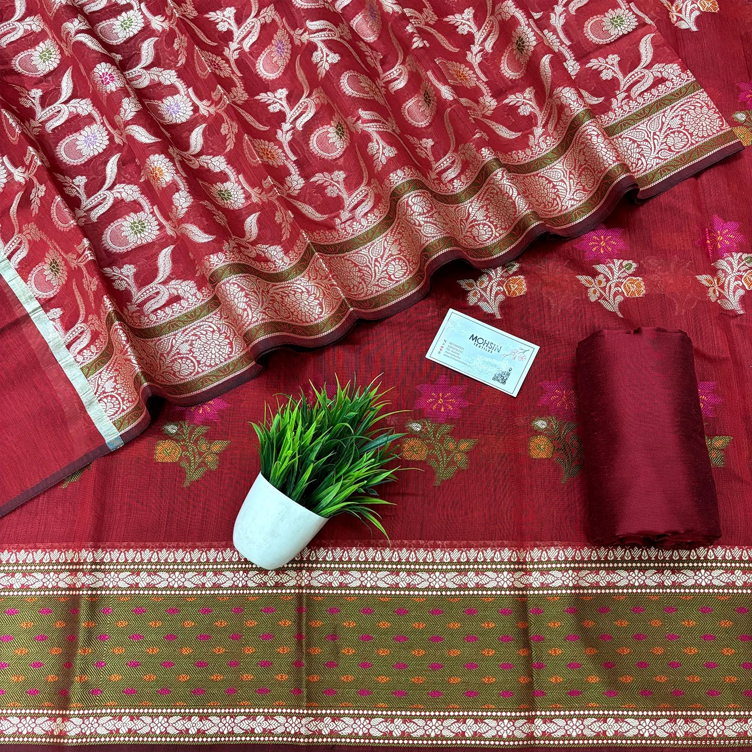 Red Resham Banarasi Silk Suit