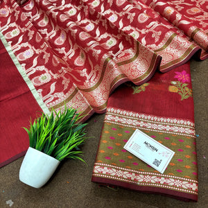 Red Resham Banarasi Silk Suit
