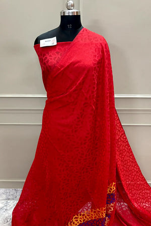 Red Resham Silk Banarasi Saree