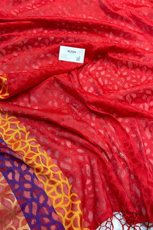 Red Resham Silk Banarasi Saree