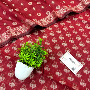 Red Resham Cotton Silk Banarasi Suit