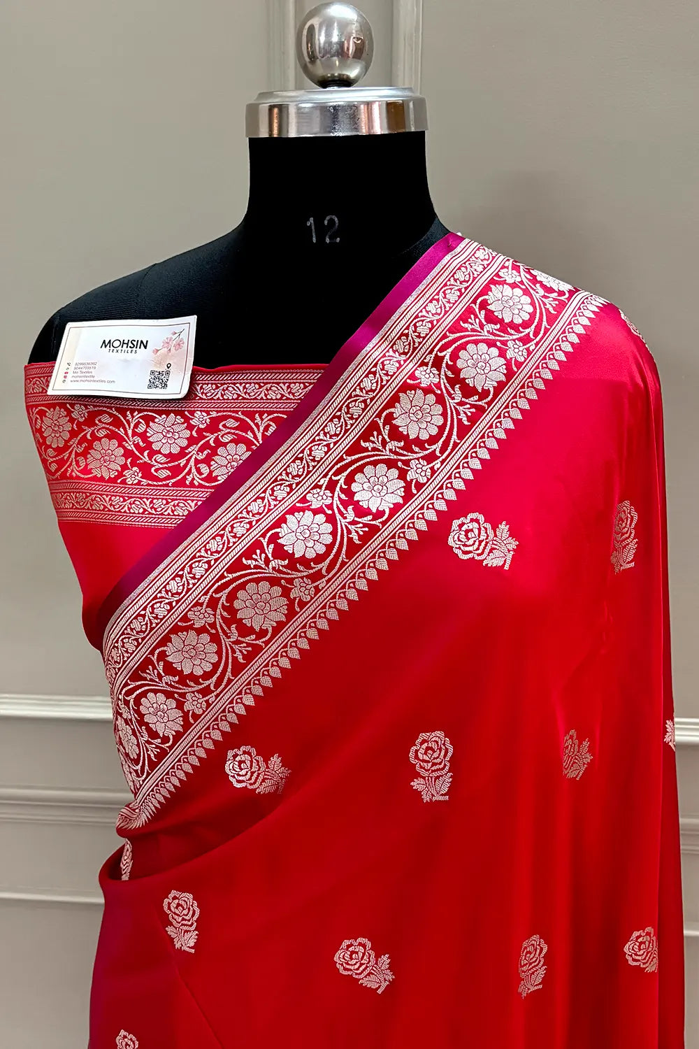 Red Rose Buti Katan Silk Banarasi Saree
