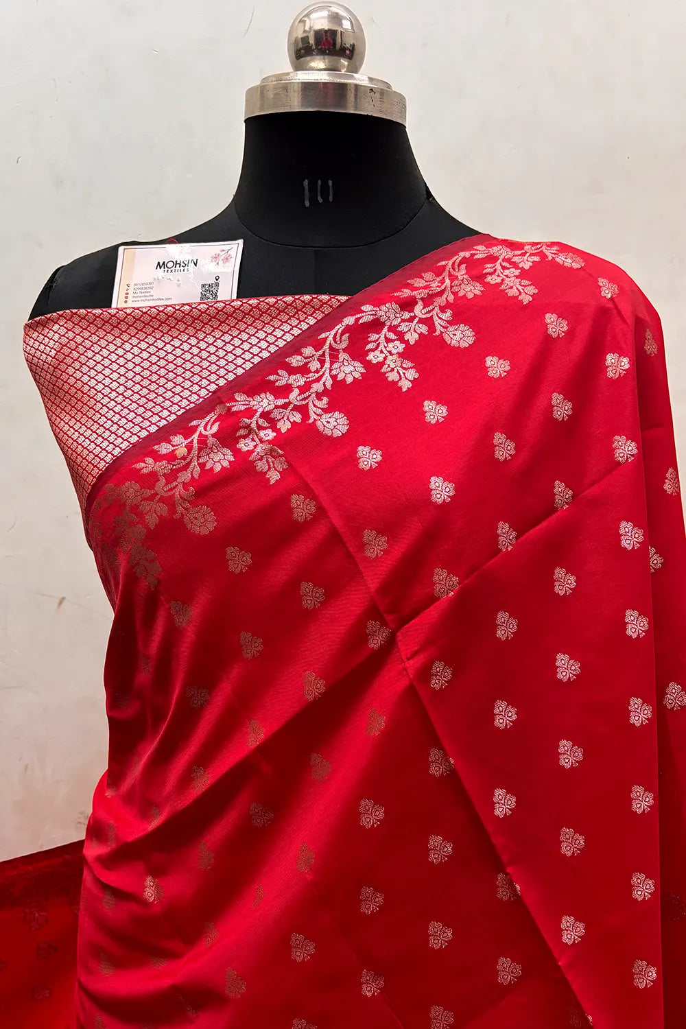 Red Semi Katan Silk Banarasi Saree